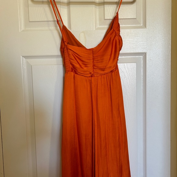 Dynamite Orange Spring Flowy Satin Feel Dress - Picture 2 of 3